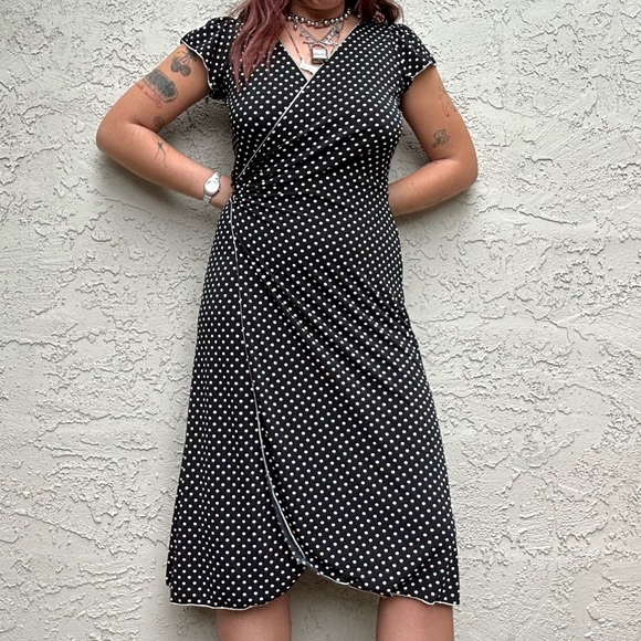 Studio M Polka Dot Wrap Midi Dress - Picture 8 of 10